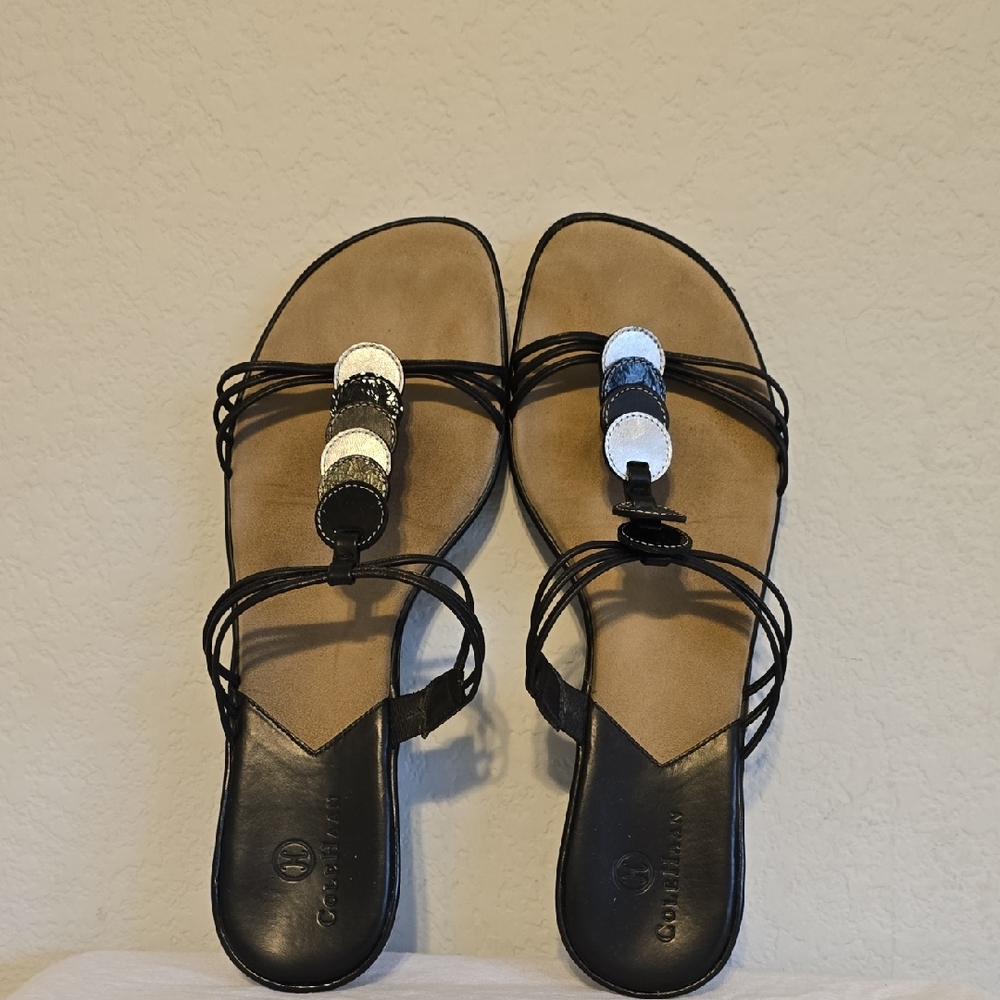 Cole Haan Black and Silver Women's Sandals. Made In Brazil. Nike Air Heel. SZ 8